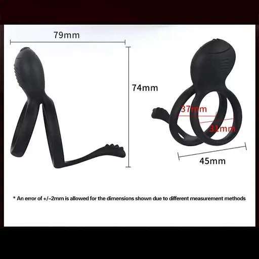 Подвійне ерекційне кільце з хвостиком та вібростимуляцією - фото 3