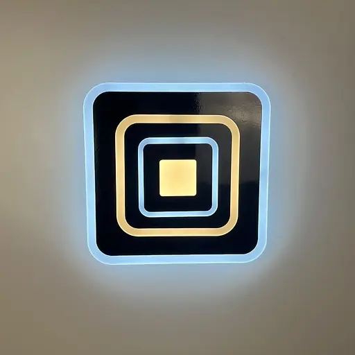 Світлодіодний чорний світильник з матовим акрилом 35х35 см | Line F | Арт. 2234-350 BR BK - фото 3