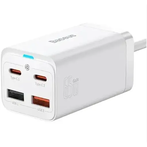 Зарядний пристрій адаптер Baseus Gan3 Pro CCGP040002 4 виходи біле - фото 1