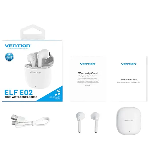 Наушники TWS Vention Elf Earbuds E02 White - фото 6