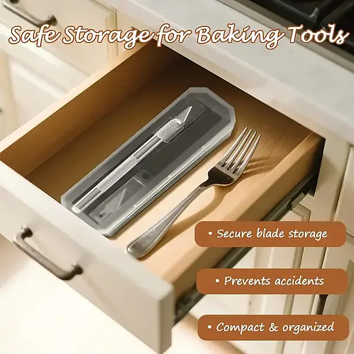 Пекарський ніж для художнього надрізування тіста для хліба, багету та здоби хліборіз з 10 змінними лезами у футлярі, Kitchen Master 87912 - фото 6