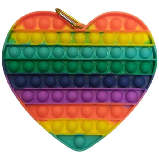 Сенсорна іграшка Pop it антистрес 20 см серце великий XXL райдужний різнокольоровий - фото 1