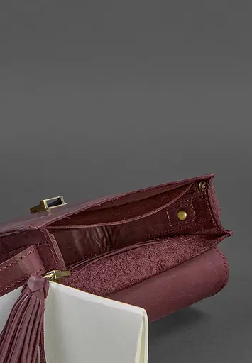 Шкіряна жіноча бохо-сумка Лілу бордова Crazy Horse - фото 4