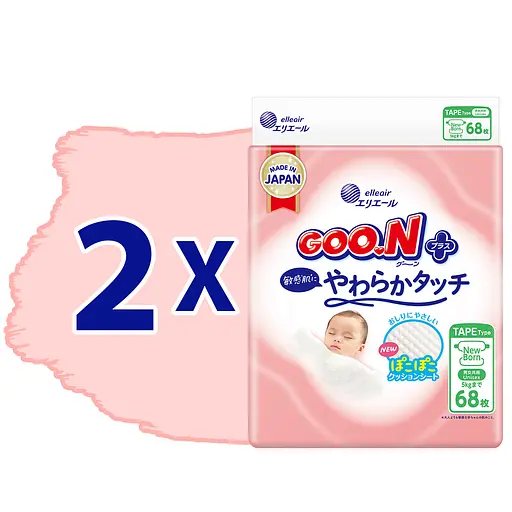Подгузники Goo.N Plus для новорожденных (до 5 кг) 136 шт. (21001495-2) - фото 2