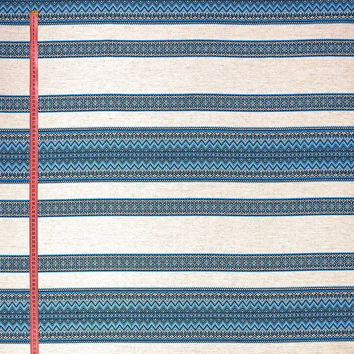 Лляная ткань с украинским орнаментом "Рандеву синий" (от 1 м) - фото 2