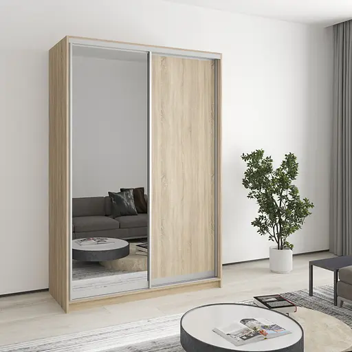 Шафа-купе дводверна MebelStar Стандарт AL ДСП/Дзеркало 140x60x210 см Дуб сонома (MBS-2427)