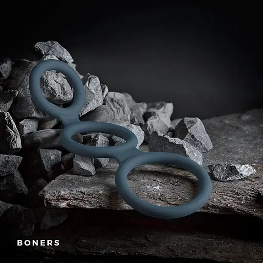Эрекционное кольцо Boners Triple Cock Ring 18 см серый - фото 6