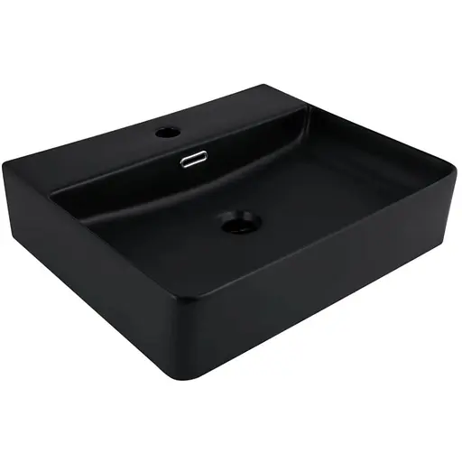 Раковина подвесная Qtap Nando LT 500х420х130 Matt Black без донного клапана QT12116146AMB - фото 1