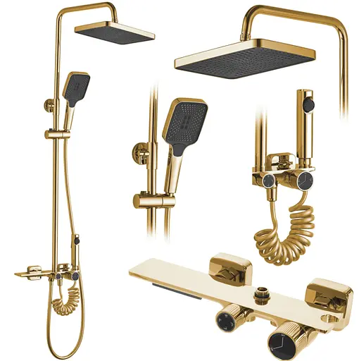 Душова система Rea Helix gold з виливом REA-P6619, Золотий - фото 9