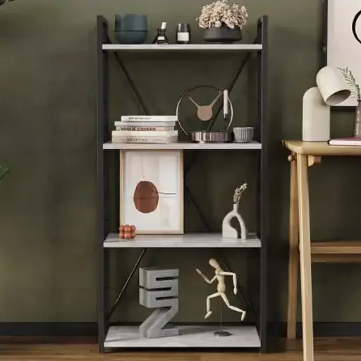 Етажерка 4/60 Ferrum-decor Серії Коннект 120x60x28 чорний ДСП Бетон 16мм (FRD-105552)