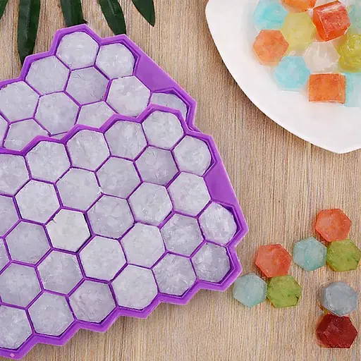 Многоразовая силиконовая форма для приготовления льда с крышкой в виде сот Фиолетовый 88291 - фото 3