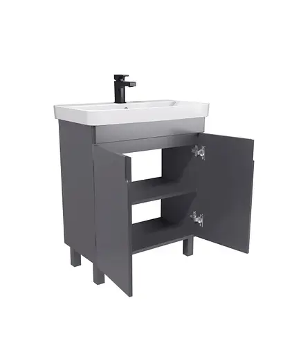 Тумба Мойдодир Simple Graphite 70-U з умивальником River 70 графітова універсальна Графіт - фото 7
