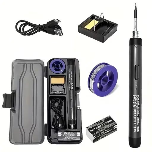 Портативний USB/бездротовий паяльний набір з регульованою температурою чорний - фото 5