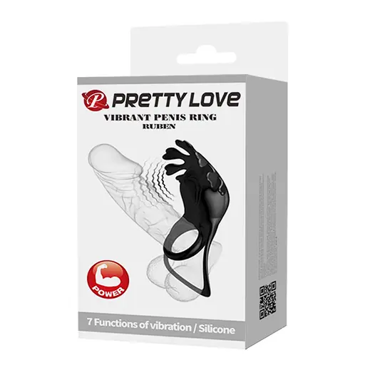 Эрекционное кольцо Pretty Love Vibrant Penis Ring Ruben 8.5 см черный - фото 11