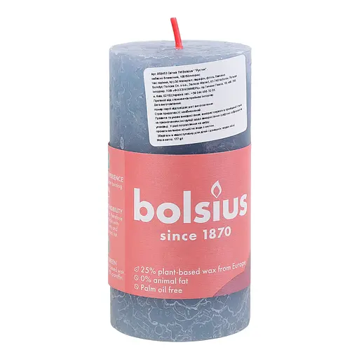 Свеча Bolsius Рустик Shine столбик 100x50 мм голубая (770357) - фото 4