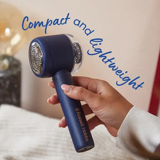 Машинка для удаления катышек Russell Hobbs, большая площадь лезвий. 90 мин. работы на одном заряде, USB, синий - фото 6