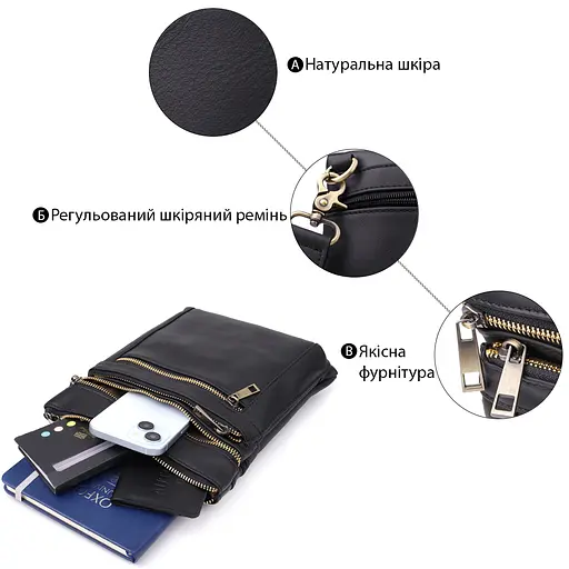 Повсякденна чоловіча сумка з натуральної шкіри Vintage 24х20х3 см sum0027512 - фото 14