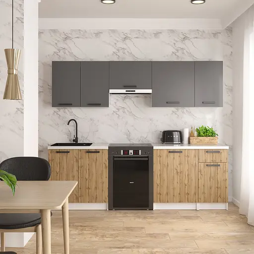 Кухня модульная MebelStar Nika 2,4 м Антрацит/Дуб тахо (MBS-1468)