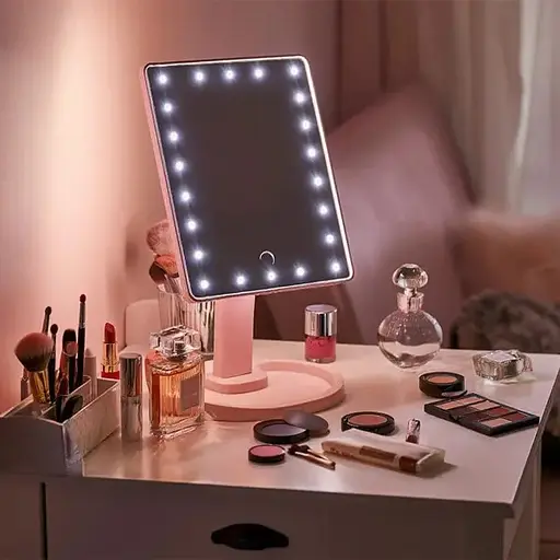 Косметичне дзеркало з LED-підсвіткою 22 світлодіоди, рожевий Yiwu HP-10-4AP - фото 6