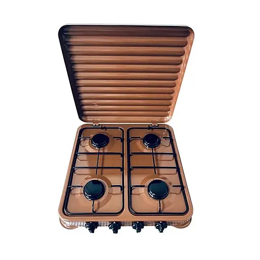 Настільна газова плита ViLgrand VGP-4042 Brown з кришкою на 4 конфорки 88099 - фото 6