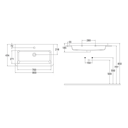 Тумба з умивальником Volle Solo 80 см Сірий 1910.328009 - фото 3