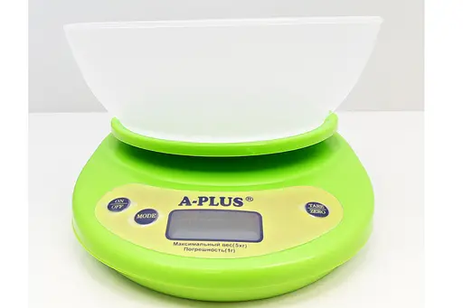 Ваги кухонні електронні з чашею до 5 кг SC-1656, A-Plus Салатовий 87391 - фото 2