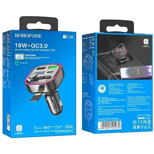 Автомобільний ФМ-блютуз-модулятор для автомагнітоли в машину Borofone QZ-TAIB ZBT-A23 Usb трансмітер Fm для автомобіля - фото 3