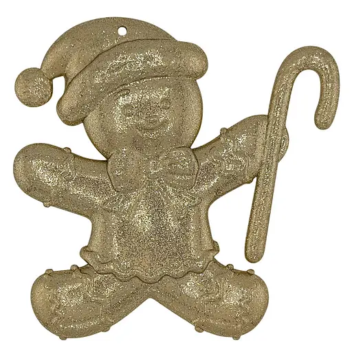 Елочная игрушка MIS LT Пряник-снеговик 10х10х1,5 см золотой - фото 1