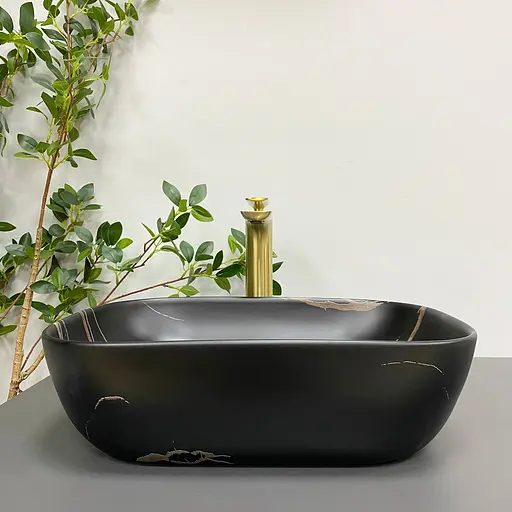 Умивальник VBI Ravenna black stone matt накладний VBI-011214, Чорний матовий - фото 3