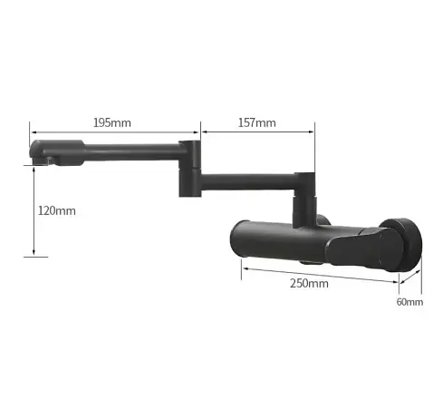 Смеситель для кухни настенный Aligator черный 77B - фото 3