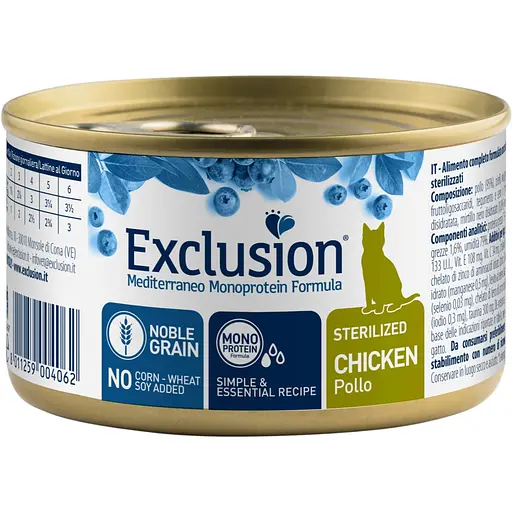 Консерви Exclusion Sterilized Chicken для стерилізованих котів з куркою 85 г - фото 1
