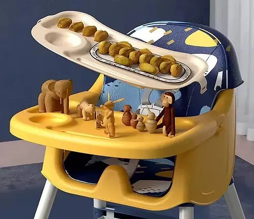 Стульчик для кормления + кресло Стул-Трансформер 2в1 Желто-Синий - фото 5