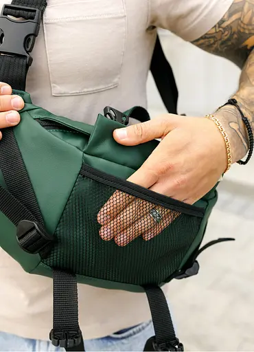 Большая мужская сумка бананка Sambag DynamicDart зеленая 38 × 21 × 7 см (80411007m) - фото 3