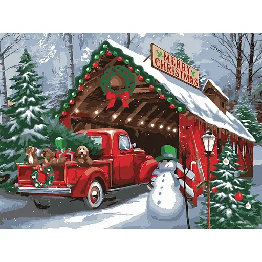 Картина по номерам Santi Рождественские праздники 30х40 см LED подсветка (956444)