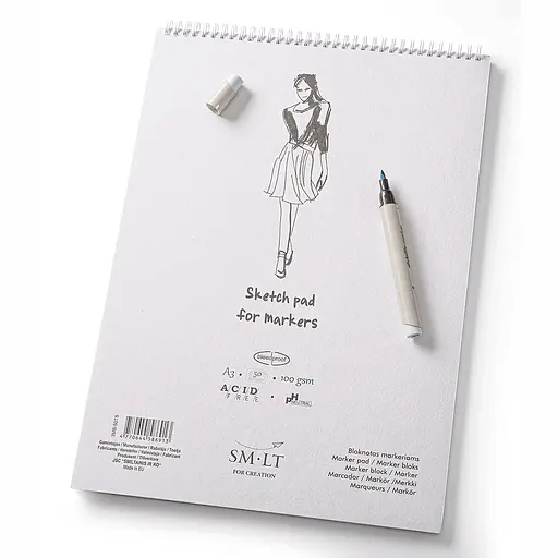 Альбом для маркеров на спирали AUTHENTIC А3 100г/м² 50л белый SM-LT Art - фото 2