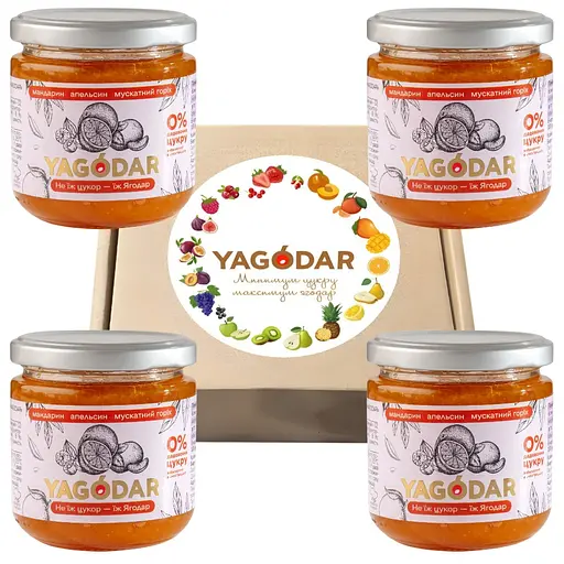 Джемы без сахара Yagodar Мандарин Апельсин Мускатный орех 4 шт 840 г