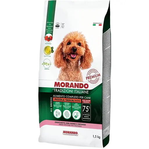 Сухий корм для собак малих порід Morando Tradizioni Mini зі свининою та овочами 13.5 кг (9 шт. х 1.5 кг) - фото 1