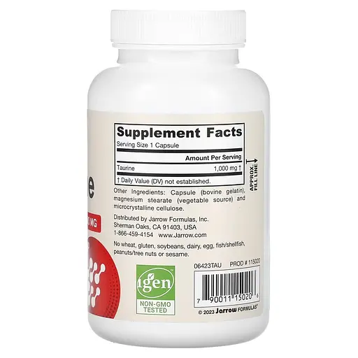 Амінокислота Jarrow Formulas Taurine 1000 мг, 100 капсул - фото 2