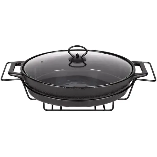 Мармит керамический Kamille со стеклянной крышкой и металлической подставкой 3.5 л KM-6430