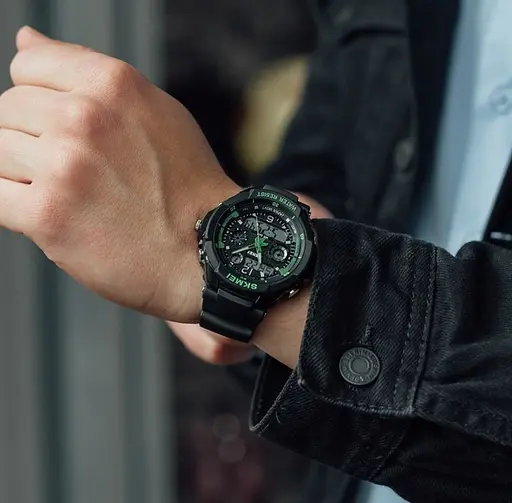 Наручний годинник чоловічий Skmei S-Shock Green 0931 Чорний (077) - фото 5