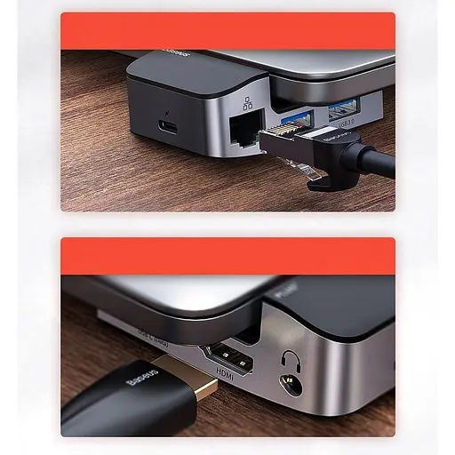 USB-хаб Baseus Armor Age Type-C Bracket Multifunctional Hub Adapter Space Gray (CAHUB-AJ0G) [72636] - фото 8