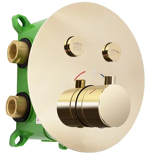 Душова система прихованого монтажу Rea Lungo Miler + Box з термостатом gold REA-P6714, Золотий - фото 2