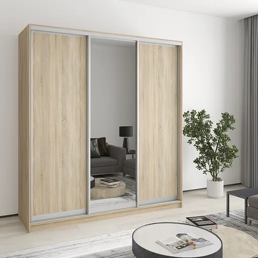 Шафа-купе тридверна MebelStar Стандарт AL 2ДСП/Дзеркало 190x45x210 см Дуб сонома (MBS-2915)