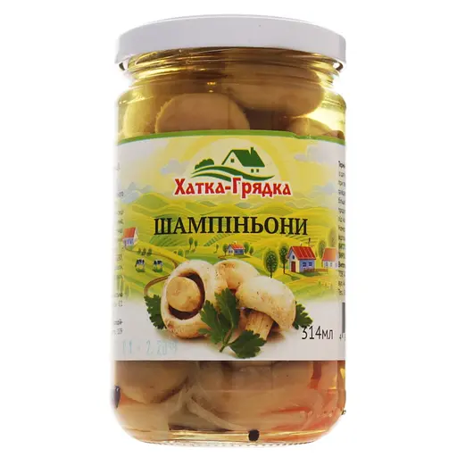 Гриби Шампіньйони Хатка - Грядка цілі мариновані скло 314 мл