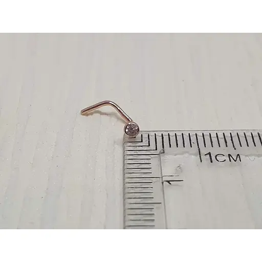 Золотая серьга-пирсинг Астор в нос с фианитом. 2182525Р - фото 3