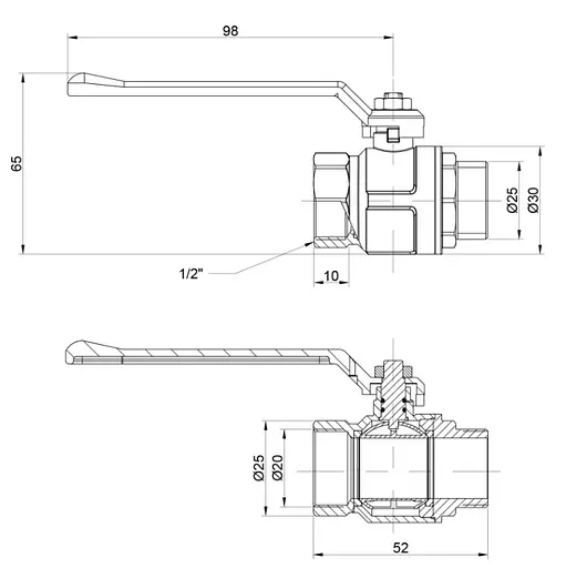 Кран кульовий Icma 1/2" прямий №350 (87350AD11) - фото 3