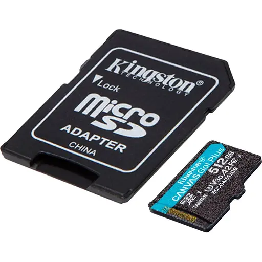 Карта пам'яті Kingston microSD 512GB C10 UHS-I U3 A2 V30 R200/W160MB/s + SD - фото 2