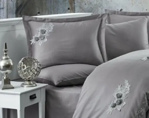 Комплект постельного белья Dantela Vita Safir Antracit с кружевом. Евро Разноцветный 000230312 - фото 2