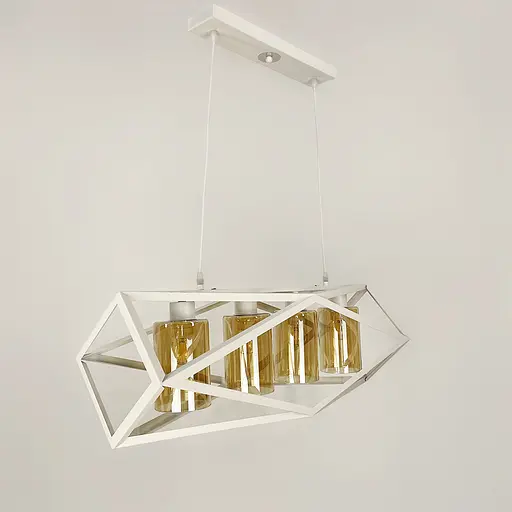 Підвісна люстра в білому корпусі з янтарними плафонами Line.F 12172/4 - фото 6