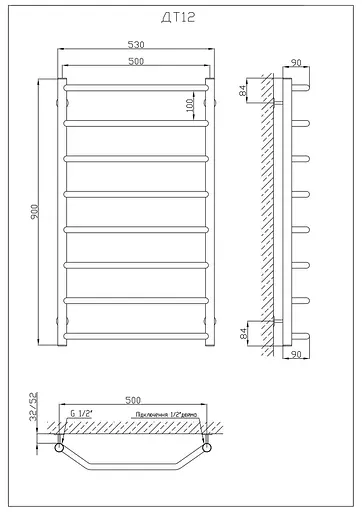 Водяной полотенцесушитель Kosser Трапеция 900x530/8 ДТ12, Хром - фото 5